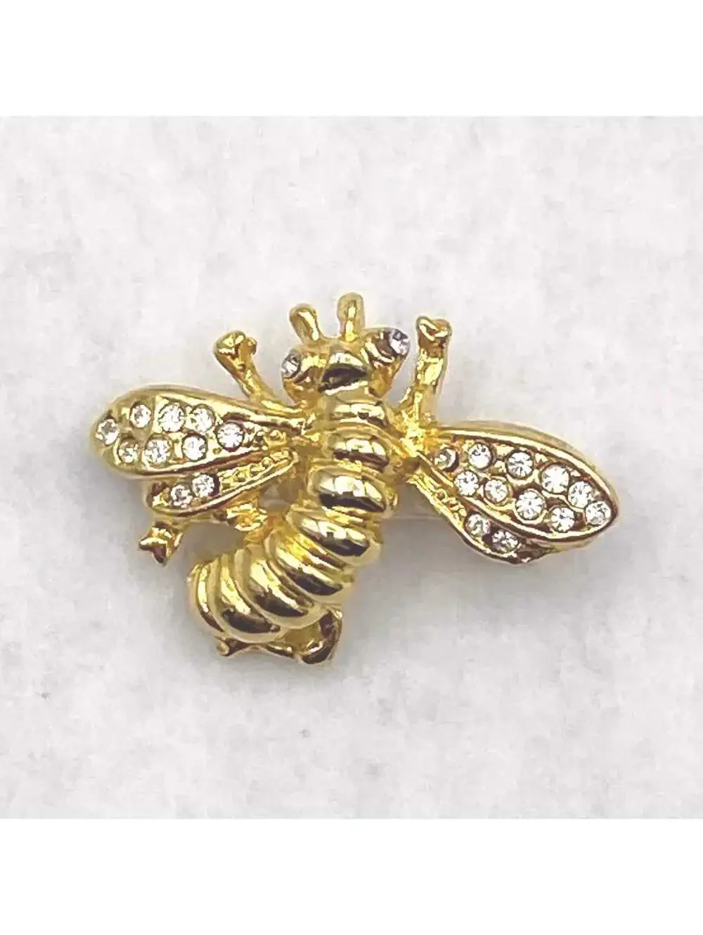 Vintage Gold Tone and Clear Rhinestones Bumblebee Brooch.